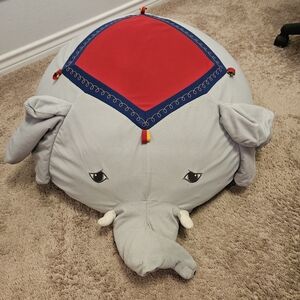 IKEA Gray Elephant Plush Toy with Red and Blue Accents